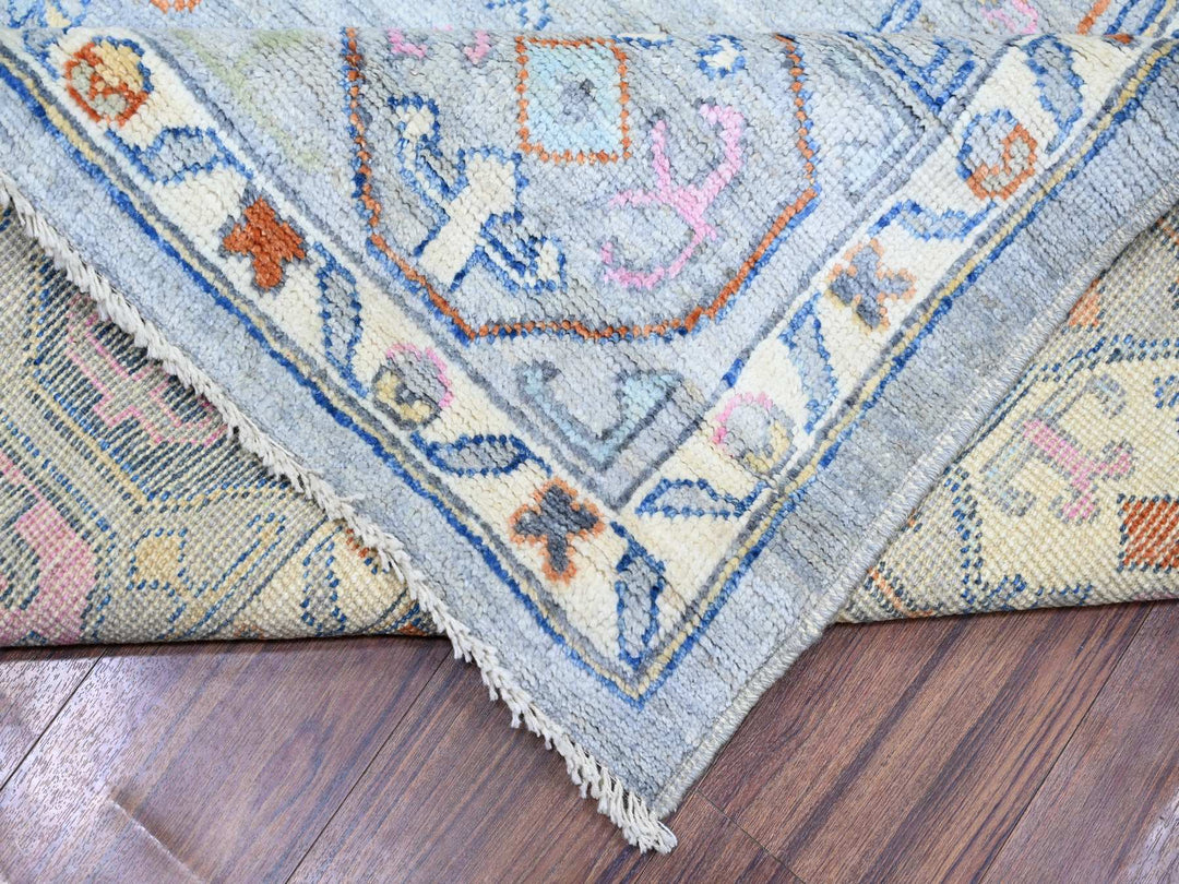 9'0" x 11'6" New Hand Knotted Grey Wool Rectangle Oriental Rug - MOA10274229