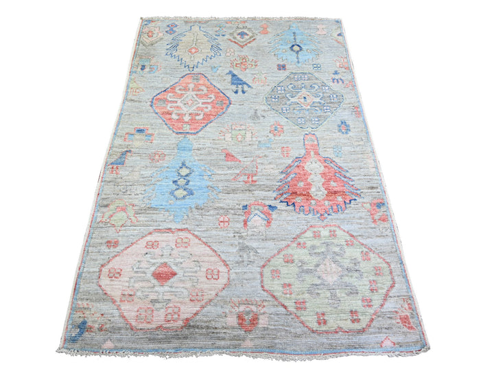 4'0" x 6'0" New Hand Knotted Blue Wool Rectangle Oriental Rug - MOA10274235