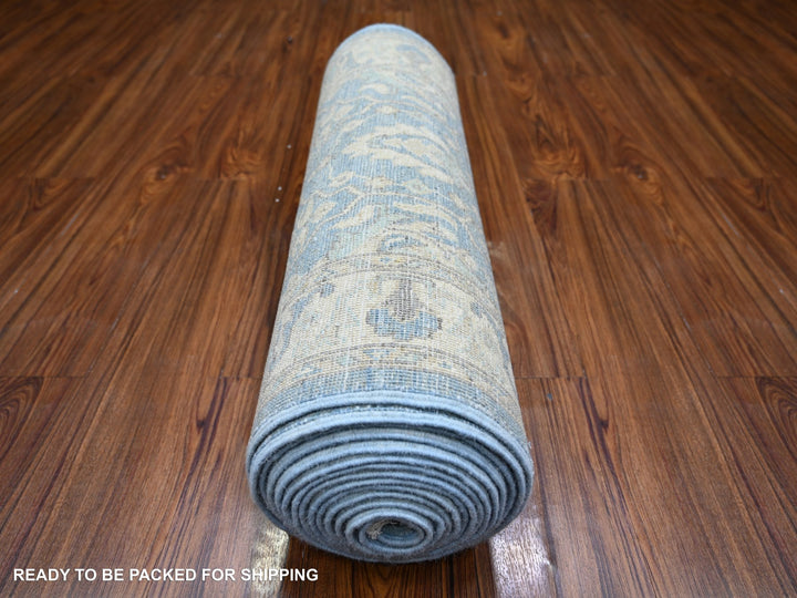 2'5" x 18'9" New Hand Knotted Blue Wool Runner Oriental Rug - MOA10274240