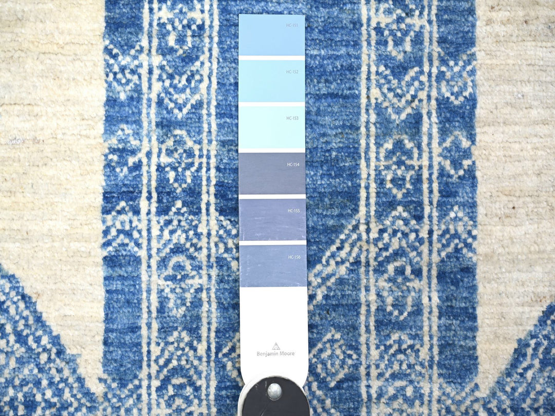 6'1" x 9'1" New Hand Knotted Blue Wool Rectangle Oriental Rug - MOA10274255