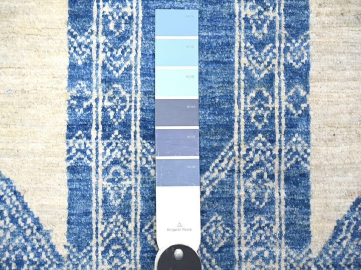 6'1" x 9'1" New Hand Knotted Blue Wool Rectangle Oriental Rug - MOA10274255