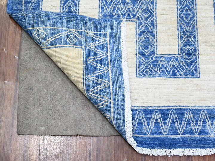 6'0" x 8'7" New Hand Knotted Blue Wool Rectangle Oriental Rug - MOA10274261
