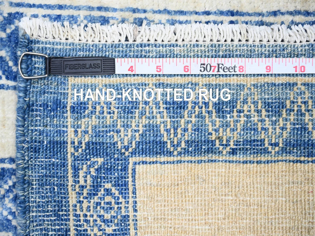 6'0" x 8'7" New Hand Knotted Blue Wool Rectangle Oriental Rug - MOA10274261