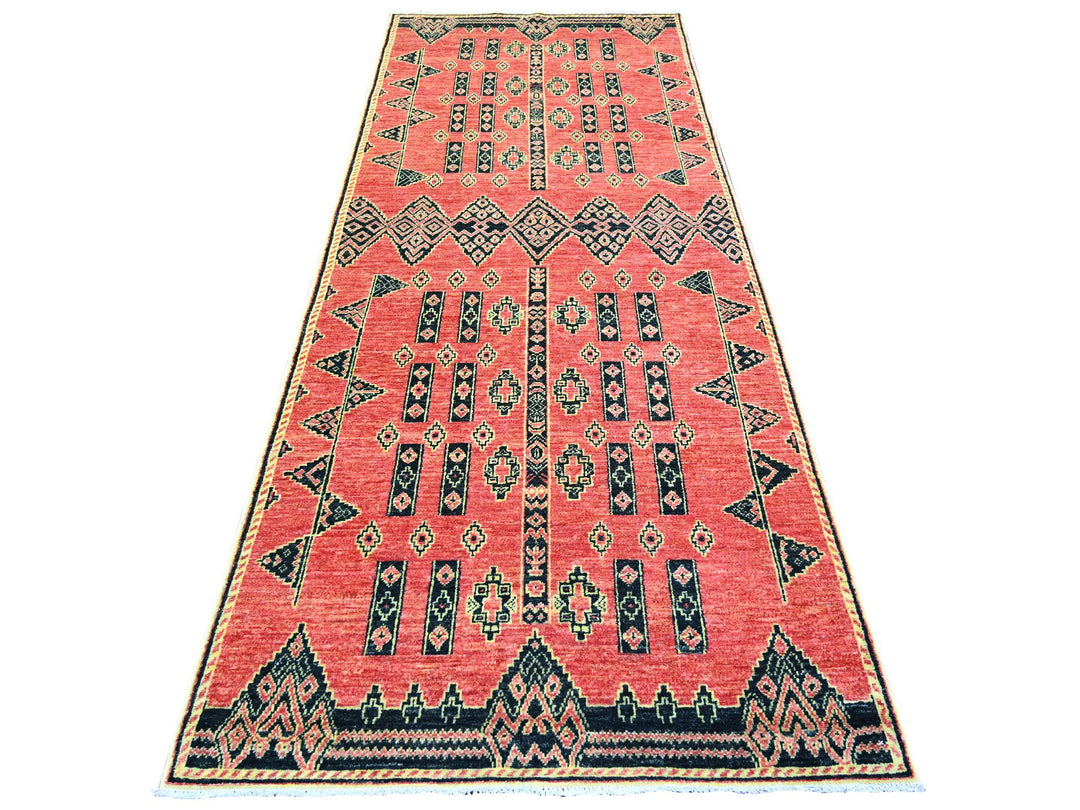 4'0" x 9'10" New Hand Knotted Red Wool Runner Oriental Rug - MOA10274262