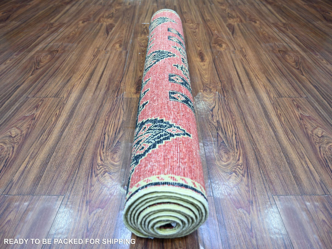 4'0" x 9'10" New Hand Knotted Red Wool Runner Oriental Rug - MOA10274262