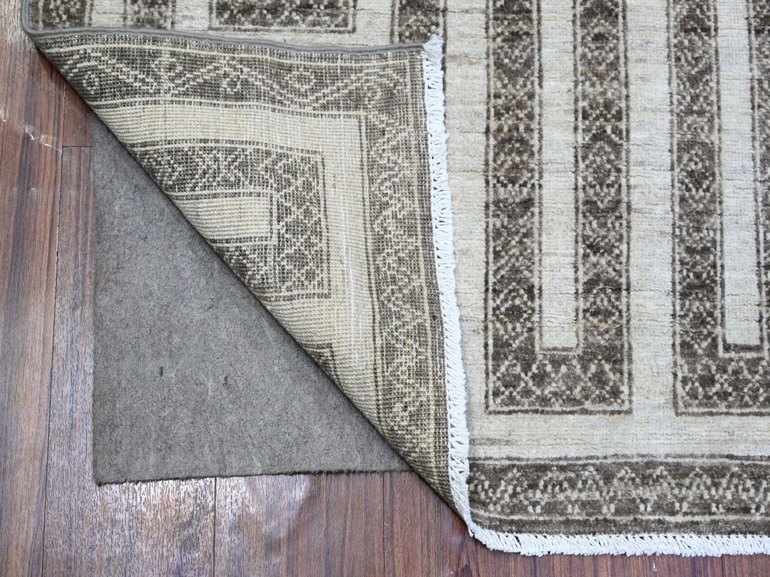 3'10" x 9'7" New Hand Knotted Brown Wool Runner Oriental Rug - MOA10274263