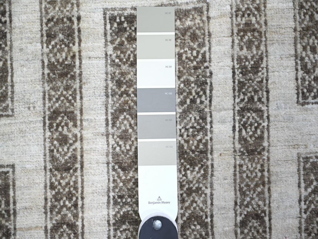 3'10" x 9'7" New Hand Knotted Brown Wool Runner Oriental Rug - MOA10274263