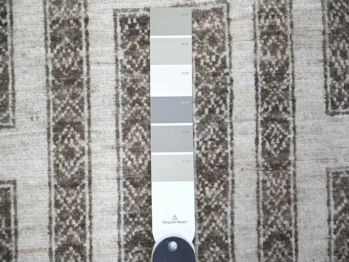 3'10" x 9'7" New Hand Knotted Brown Wool Runner Oriental Rug - MOA10274263