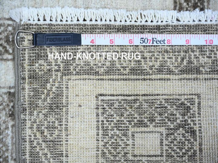 3'10" x 9'7" New Hand Knotted Brown Wool Runner Oriental Rug - MOA10274263