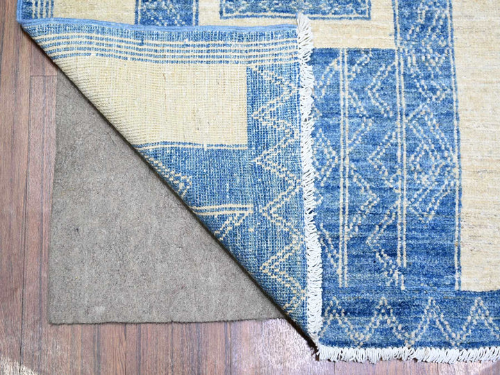 8'0" x 9'0" New Hand Knotted Blue Wool Rectangle Oriental Rug - MOA10274277
