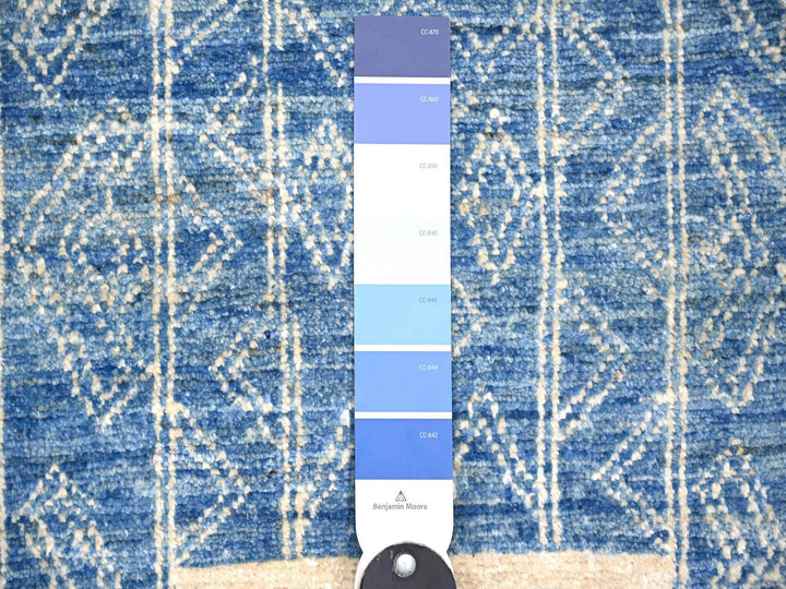 8'0" x 9'0" New Hand Knotted Blue Wool Rectangle Oriental Rug - MOA10274277