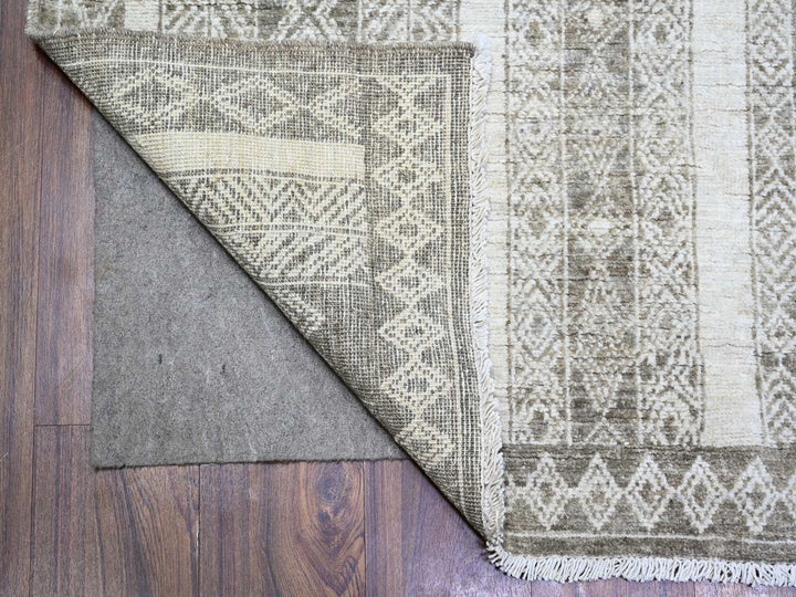6'0" x 9'0" New Hand Knotted Brown Wool Rectangle Oriental Rug - MOA10274278