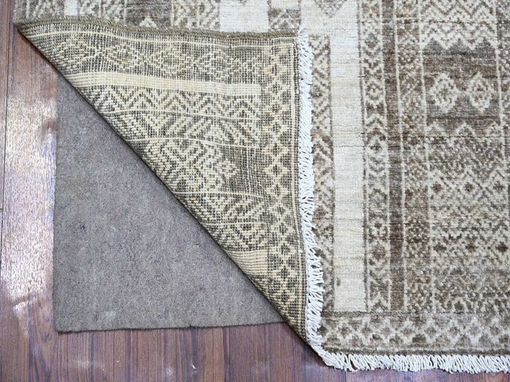 4'1" x 9'8" New Hand Knotted Brown Wool Runner Oriental Rug - MOA10274280