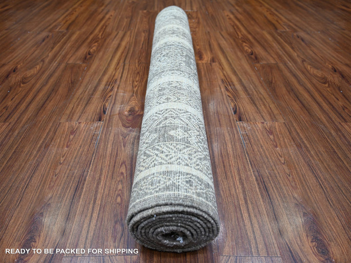 4'1" x 9'8" New Hand Knotted Brown Wool Runner Oriental Rug - MOA10274280