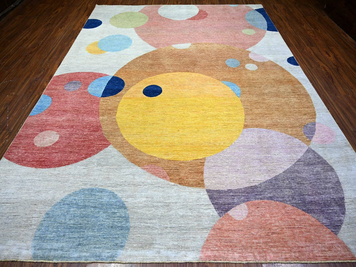 9'0" x 12'0" New Hand Knotted Multicolored Wool Rectangle Oriental Rug - MOA10274294