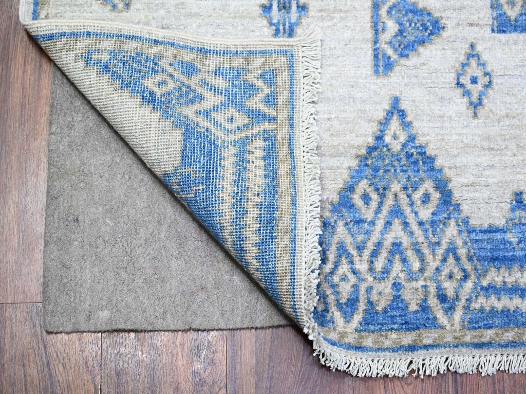 6'0" x 8'10" New Hand Knotted Blue Wool Rectangle Oriental Rug - MOA10274298