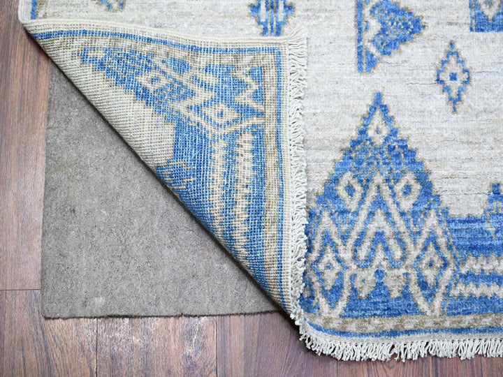 6'0" x 8'10" New Hand Knotted Blue Wool Rectangle Oriental Rug - MOA10274298