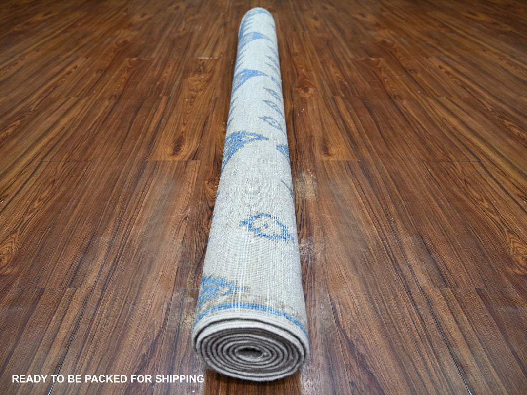 6'0" x 8'10" New Hand Knotted Blue Wool Rectangle Oriental Rug - MOA10274298