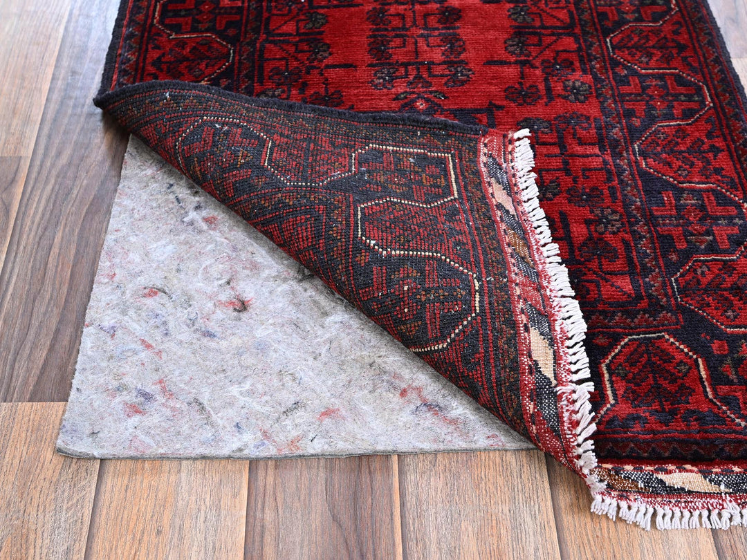 1'10" x 5'1" New Hand Knotted Red Wool Runner Oriental Rug - MOA102742