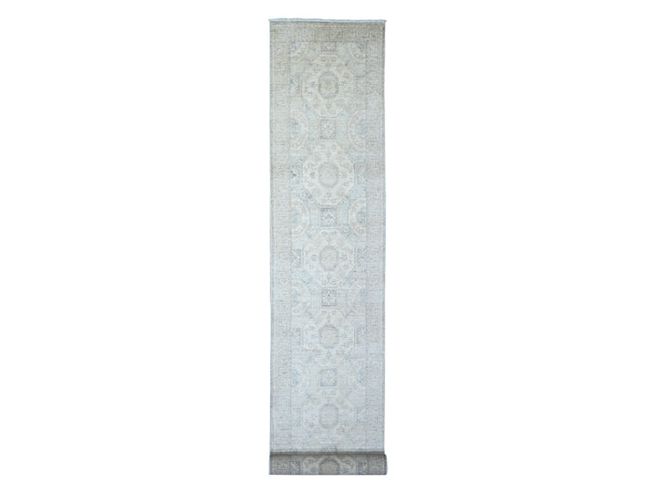 2'9" x 18'6" New Hand Knotted Ivory Wool Runner Oriental Rug - MOA10274305