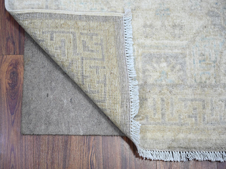 2'9" x 18'6" New Hand Knotted Ivory Wool Runner Oriental Rug - MOA10274305