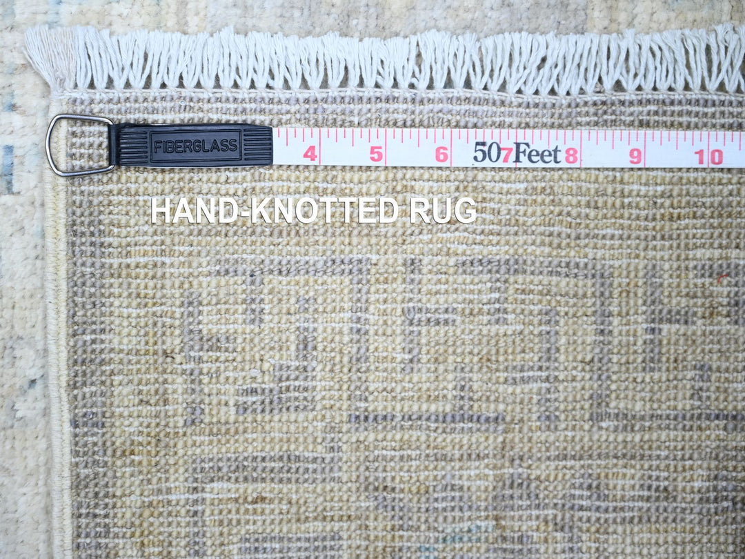 2'9" x 18'6" New Hand Knotted Ivory Wool Runner Oriental Rug - MOA10274305