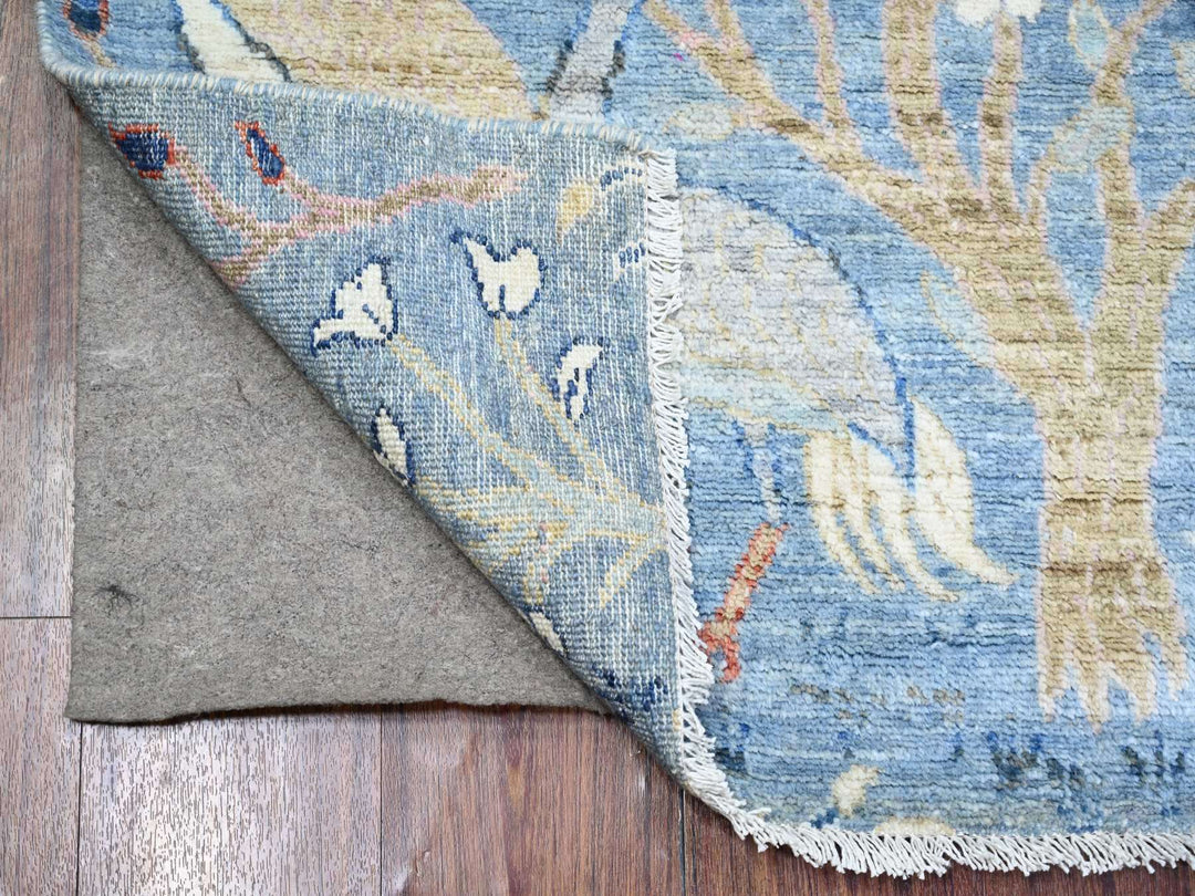 2'7" x 10'1" New Hand Knotted Blue Wool Runner Oriental Rug - MOA10274314