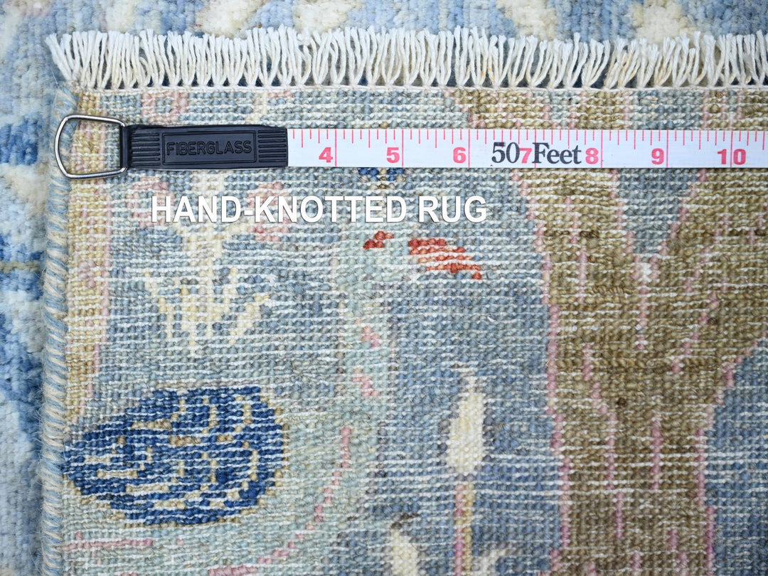 2'7" x 10'1" New Hand Knotted Blue Wool Runner Oriental Rug - MOA10274314