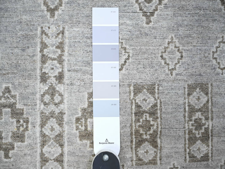 4'0" x 9'1" New Hand Knotted Grey Wool Runner Oriental Rug - MOA10274328