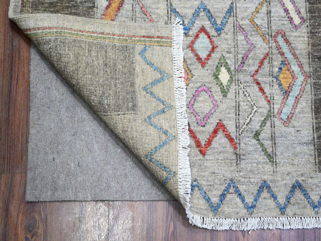 9'10" x 13'8" New Hand Knotted Grey Wool Rectangle Oriental Rug - MOA10274329
