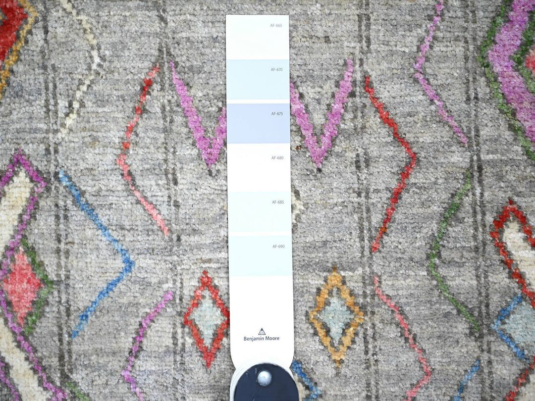 9'10" x 13'8" New Hand Knotted Grey Wool Rectangle Oriental Rug - MOA10274329