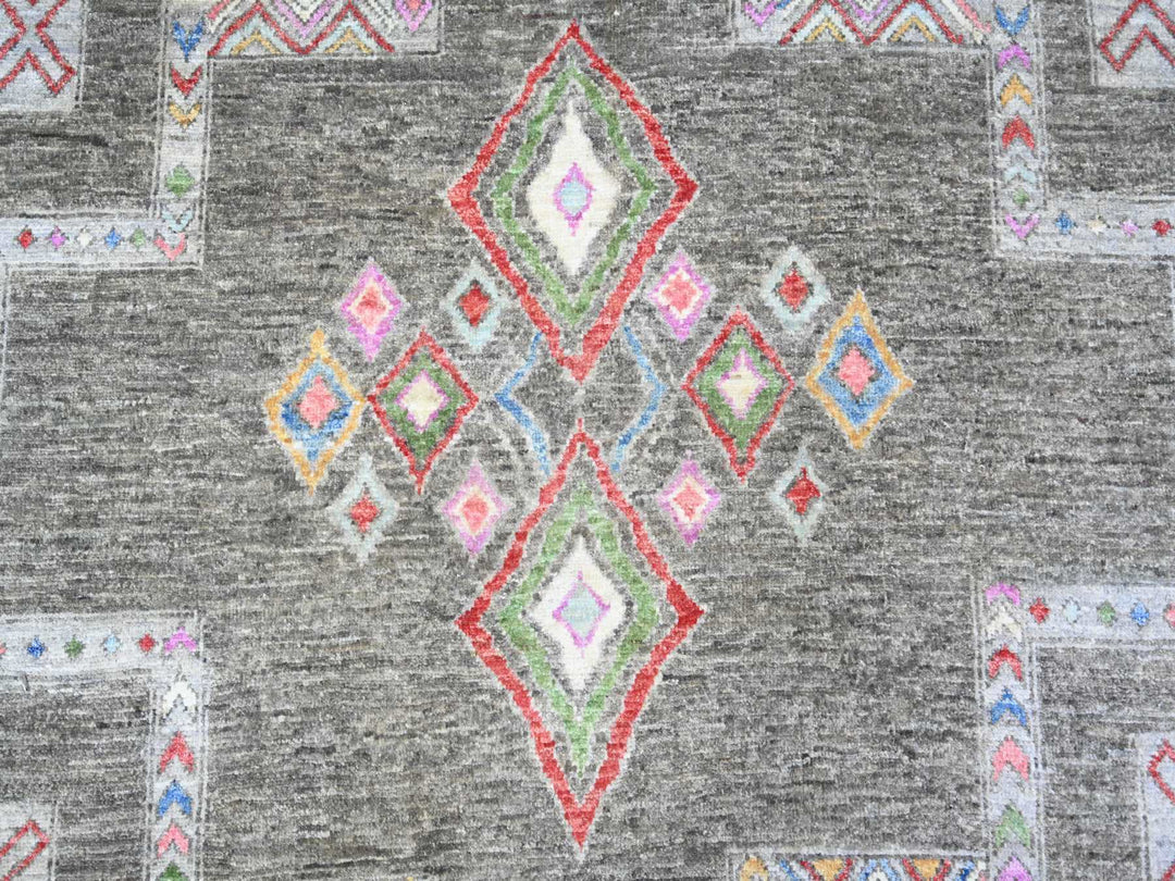 9'10" x 13'8" New Hand Knotted Grey Wool Rectangle Oriental Rug - MOA10274329