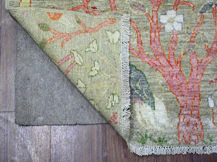 3'4" x 4'10" New Hand Knotted Green Wool Rectangle Oriental Rug - MOA10274347