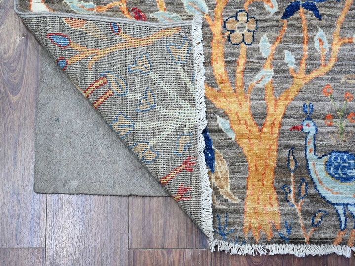 2'10" x 4'10" New Hand Knotted Grey Wool Rectangle Oriental Rug - MOA10274348