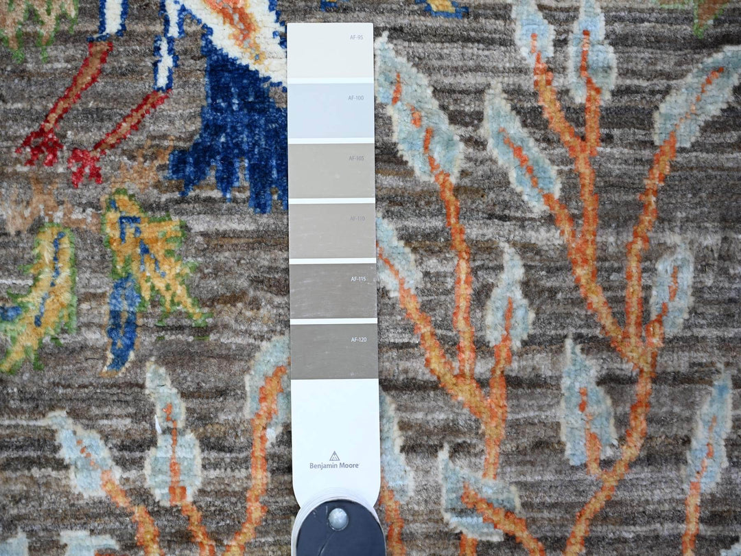 2'10" x 4'10" New Hand Knotted Grey Wool Rectangle Oriental Rug - MOA10274348