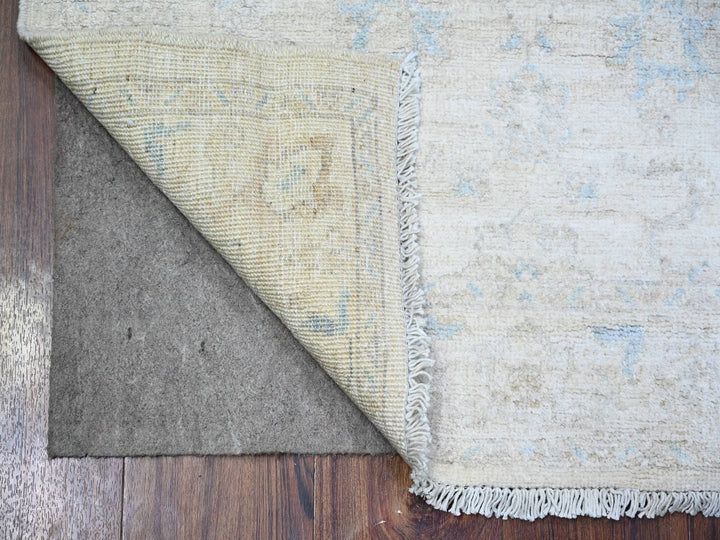 2'9" x 7'8" New Hand Knotted Ivory Wool Runner Oriental Rug - MOA10274369
