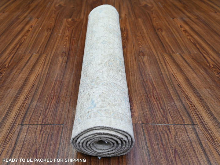 2'9" x 7'8" New Hand Knotted Ivory Wool Runner Oriental Rug - MOA10274369