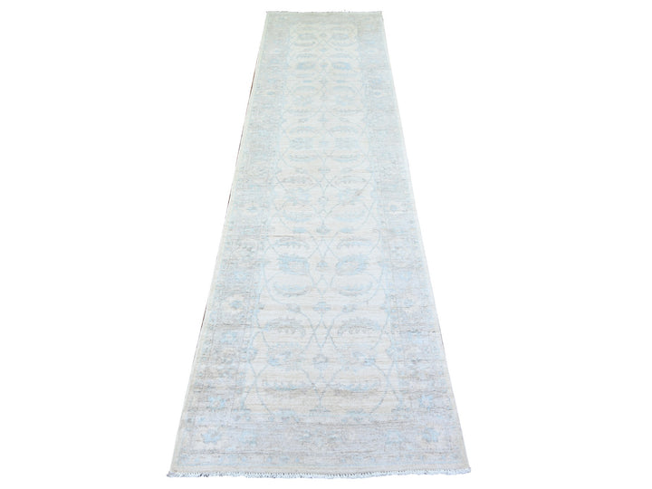 2'7" x 9'11" New Hand Knotted Ivory Wool Runner Oriental Rug - MOA10274371