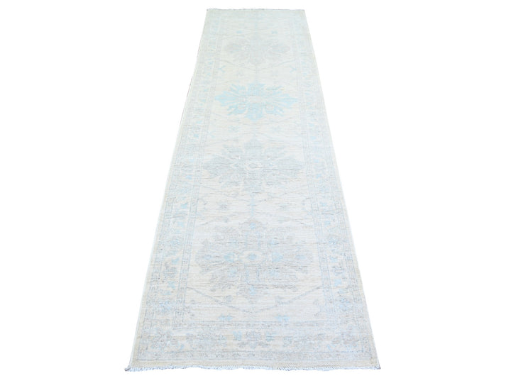 2'9" x 9'5" New Hand Knotted Ivory Wool Runner Oriental Rug - MOA10274372