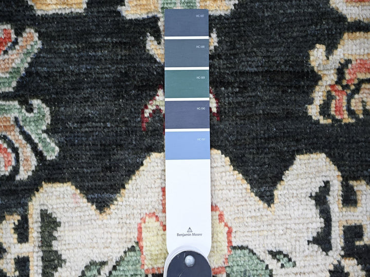 9'0" x 11'11" New Hand Knotted Black Wool Rectangle Oriental Rug - MOA10274399