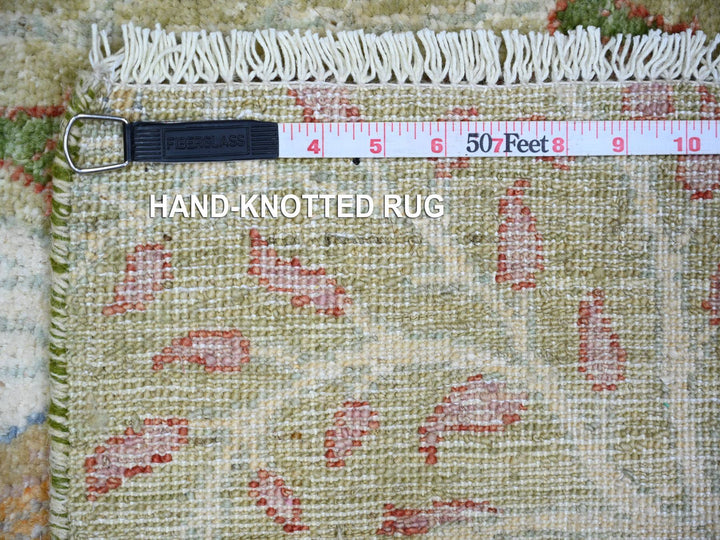 3'0" x 5'2" New Hand Knotted Green Wool Rectangle Oriental Rug - MOA10274412