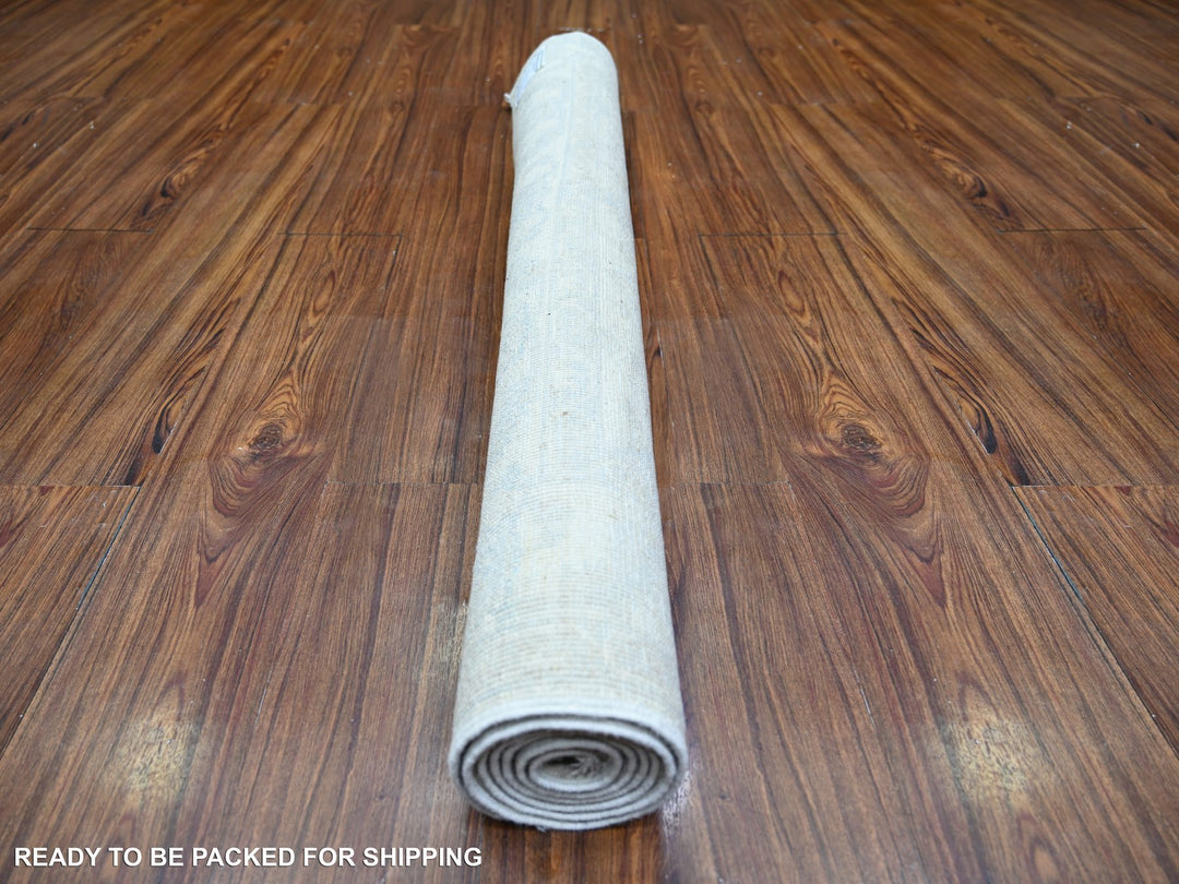 3'10" x 5'10" New Hand Knotted Ivory Wool Rectangle Oriental Rug - MOA10274462