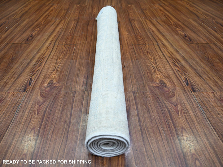 3'10" x 5'10" New Hand Knotted Ivory Wool Rectangle Oriental Rug - MOA10274462