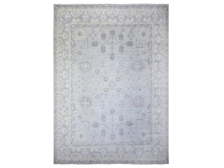 11'10" x 16'3" New Hand Knotted Grey Wool Rectangle Oriental Rug - MOA10274465