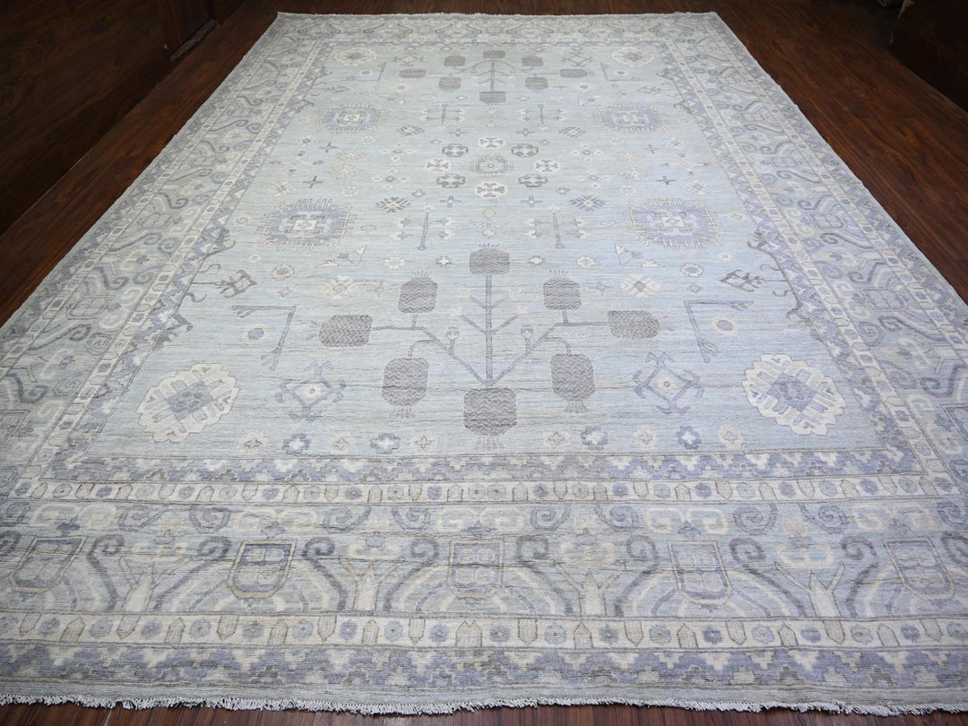11'10" x 16'3" New Hand Knotted Grey Wool Rectangle Oriental Rug - MOA10274465