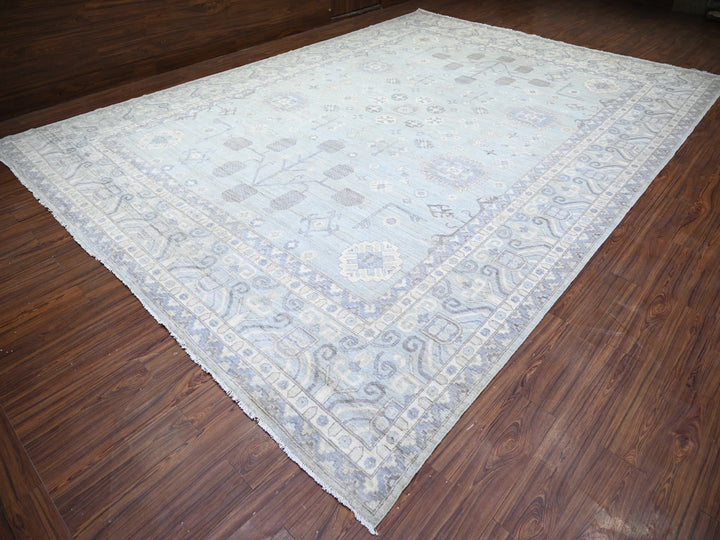 11'10" x 16'3" New Hand Knotted Grey Wool Rectangle Oriental Rug - MOA10274465