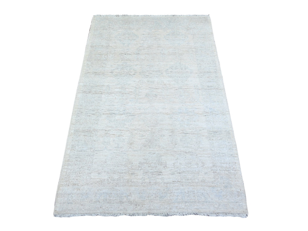 2'11" x 4'10" New Hand Knotted Ivory Wool Rectangle Oriental Rug - MOA10274468