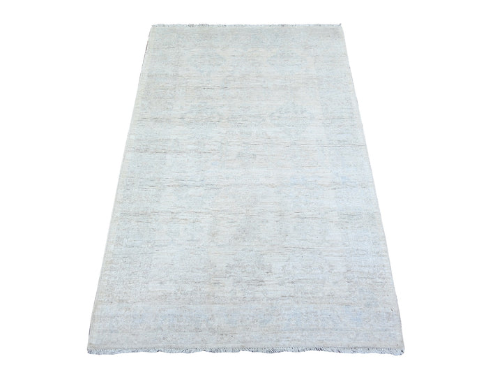 2'11" x 4'10" New Hand Knotted Ivory Wool Rectangle Oriental Rug - MOA10274468