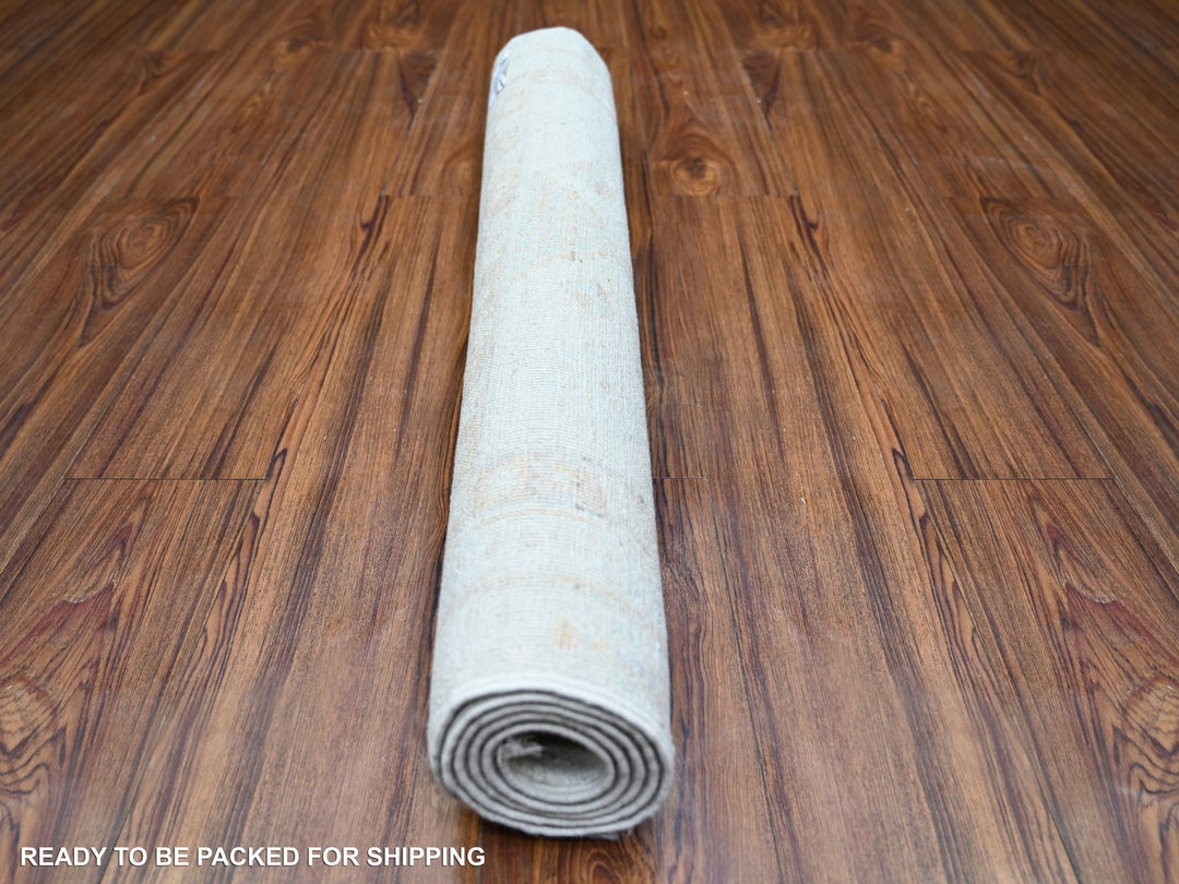2'11" x 4'9" New Hand Knotted Ivory Wool Rectangle Oriental Rug - MOA10274469