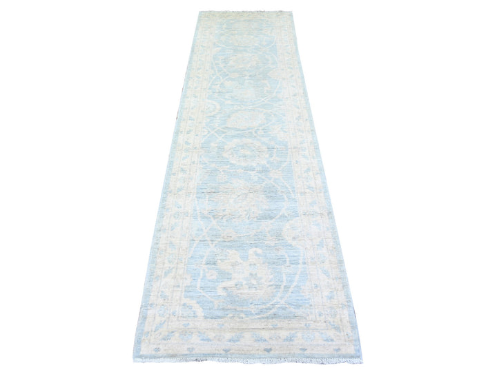 2'8" x 9'9" New Hand Knotted Blue Wool Runner Oriental Rug - MOA10274470